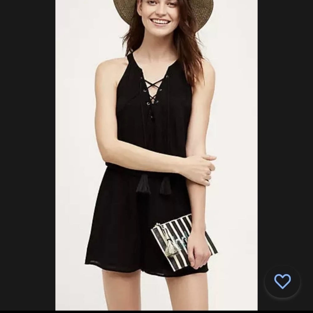 AnthropologieChloe Oliver Lace Sleeveless Lined Tie Front Amoret Romper Size L